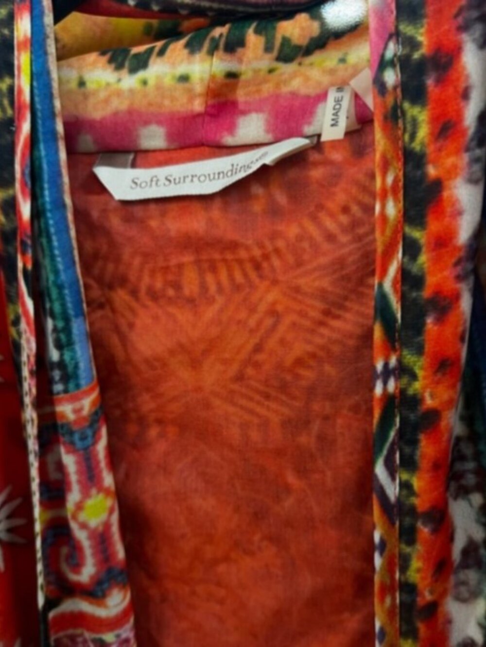 Boho Maxi Kimono Beach Cover Up in Rust Multi - Picture 5 of 10